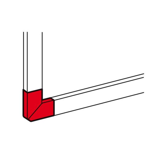 Parapetcsatorna L-idom 195x65-höz emelkedő/süllyedő 90° fényesfehér PVC műanyag DLP Legrand 010793