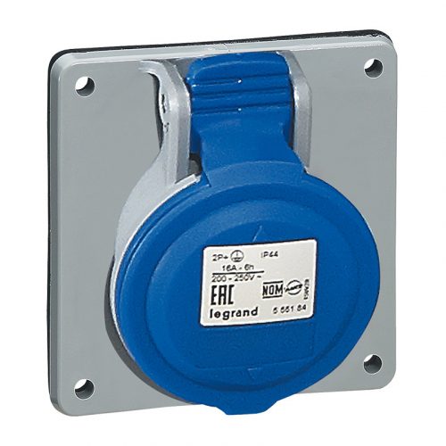 Ipari dugalj beépíthető 16A 5P 230V(50+60Hz) kék egyenes IP44 P17 Tempra Pro Dafbe164k09 Legrand 555186