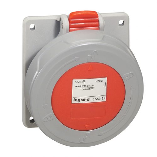 Ipari dugalj beépíthető 32A 5P 400V(50+60Hz) piros egyenes P17 Tempra Pro Dafbe324k06T Legrand 555489