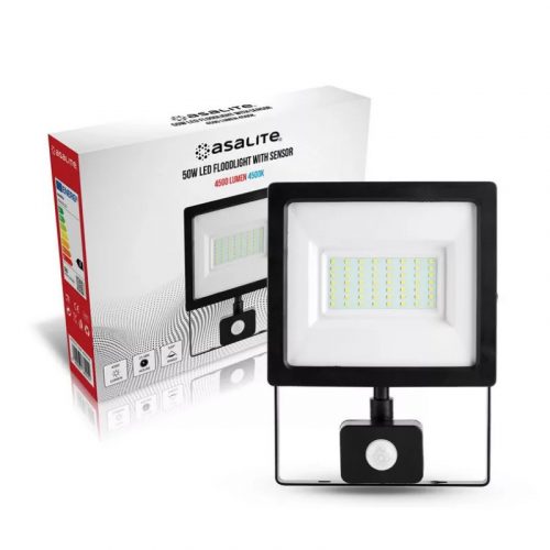 Asalite LED Reflektor Slim 50W 4500K (4500 lumen) + Mozgásérzékelő Szenzor ASAL0116