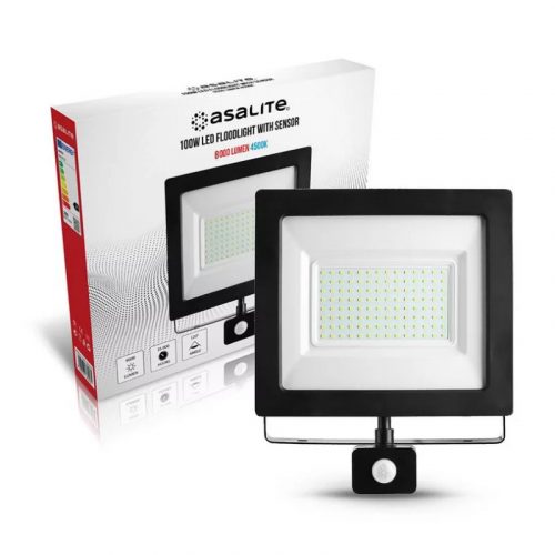 Asalite LED Reflektor Slim 100W 4500K (8000 lumen) + Mozgásérzékelő Szenzor ASAL0135