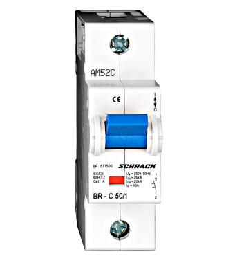 Nagyáramú kismegszakító C 50A 1P 20kA Schrack BR571500