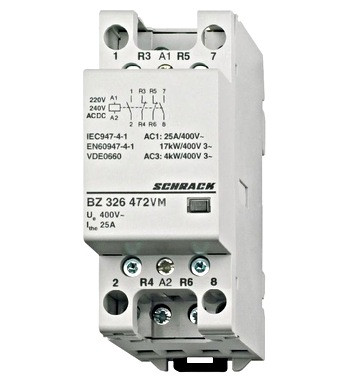 Sorbaépíthető mágneskapcsoló 25A  2z+2ny  230V ACDC 2KE Schrack BZ326472VM