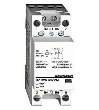 Sorbaépíthető mágneskapcsoló 25A  2z+2ny  24V ACDC 2KE Schrack BZ326482VM