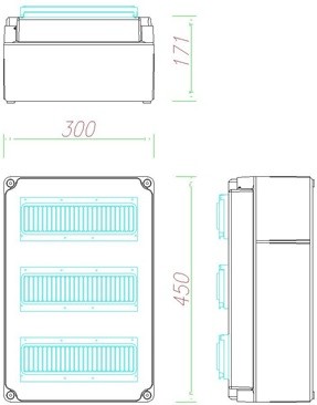 PVT 3045 ÁK 3x12 Csatári Plast Mért oldali készülékszekrény csoportos mérőhöz 3x12modul +PE/N CSP21.f116