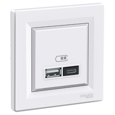 Asfora dupla USB töltő, 2,4A, A+C fehér Schneider EPH2700321 EPH2700321