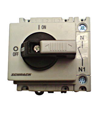Főkapcsoló  0-1  sorbaépíthető  4 pólusú  63A/AC23 22kW Schrack IN8R1427
