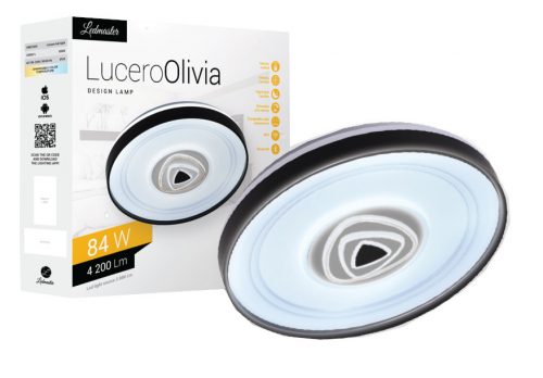 Lucero Olympia 84 W-os  50 cm átmérőjű fehér LED távirányítós és mobil applikációval vezérelhető mennyezeti lámpa