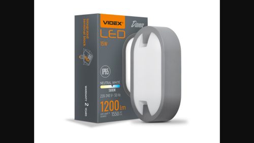 Videx Dana 15 W-os 215x127 mm ovális natúr fehér  antracit színű mennyezeti lámpa IP65-ös védettségű