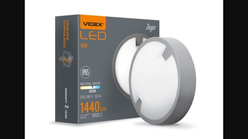 Videx Inga 18 W-os ø220 mm kör alakú natúr fehér  antracit színű mennyezeti lámpa IP65-ös védettségű