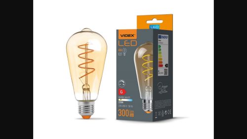 Videx Filamentszálas ST64 LED izzó 4 W-os meleg fehér  E27-es foglalattal