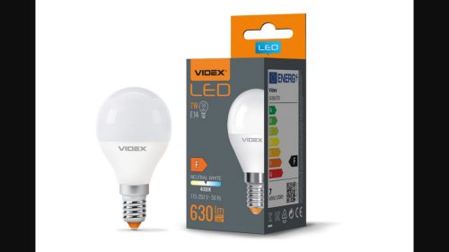 Videx G45 LED izzó 7 W-os natúr fehér  E14-es foglalattal