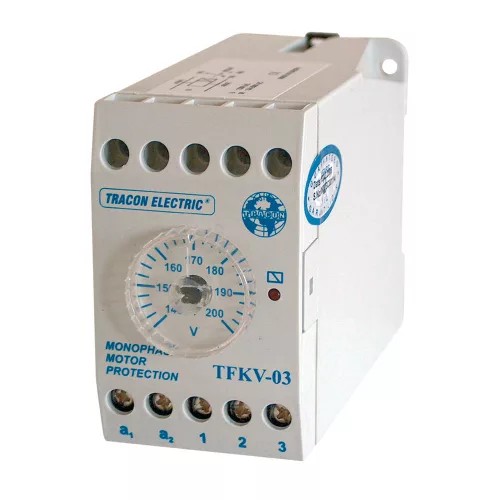 Feszültségfigyelő relé 1F motorhoz /kiesés/csökkenés 5A/230V 140-240V 1v Tracon TFKV-03