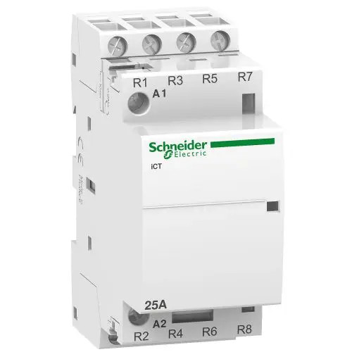 Installációs kontaktor sorolható 25A 400V AC 4-ny 220-240V AC-műk 2mod Acti9 iCT Schneider A9C20837