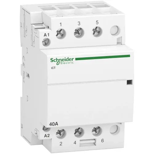 Installációs kontaktor sorolható 40A 400V AC 3-z 220-240V AC-műk 3mod Acti9 iCT Schneider A9C20843