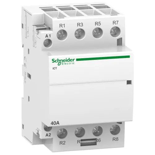 Installációs kontaktor sorolható 40A 400V AC 4-ny 220-240V AC-műk 3mod Acti9 iCT Schneider A9C20847