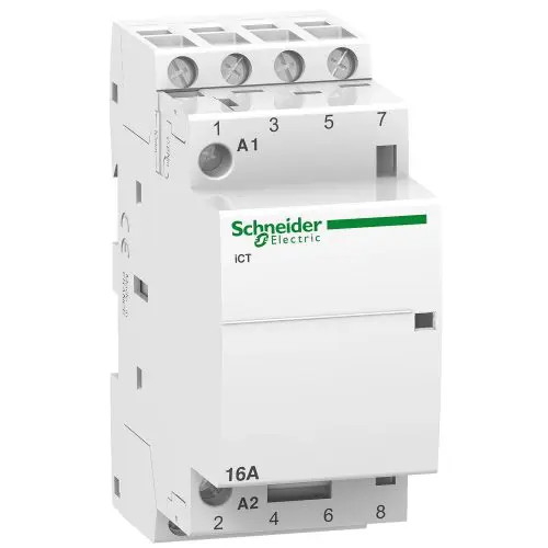 Installációs kontaktor sorolható 16A 400V AC 4-z 220-240V AC-műk 2mod Acti9 iCT Schneider A9C22814