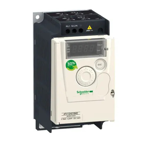 Frekvenciaváltó 1F 200-240V/be 3F 230V/max.ki 0.18kW IP20 Altivar 12 Schneider ATV12H018M2