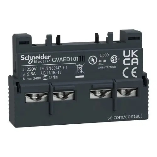 Segédérintkező blokk előlapra beépíthető 2-z 0.5A/AC15/230V csavaros TeSys GV-AED Schneider GVAED101