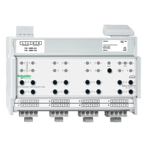 KNX redőny/zsalu aktor 230VAC kalapsínre 8x 10A AC 8M-DIN 1000W Schneider MTN649808