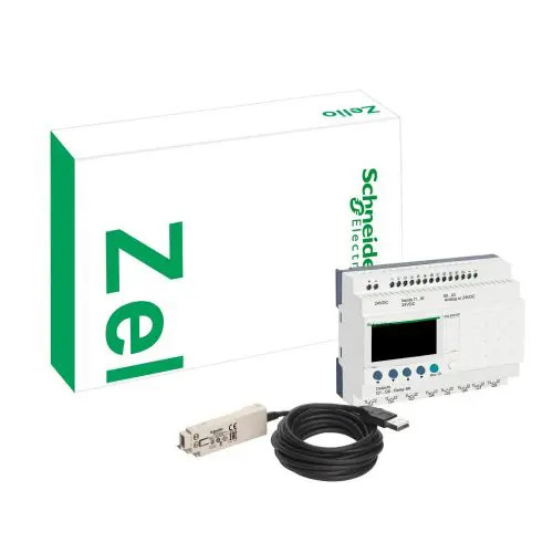 Fejlesztői készlet komplett 20 I/O LCD 24VDC (SR2B201BD+SW+kábel)  Zelio Logic Schneider SR2PACK2BD