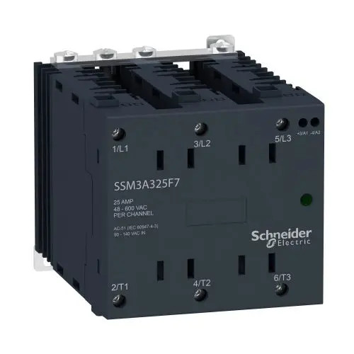 Szilárdtestrelé sínre nullfesz kapcs. 3F 48-600V AC/DC 180-280VAC sorolható Zelio SSM Schneider SSM3A325P7