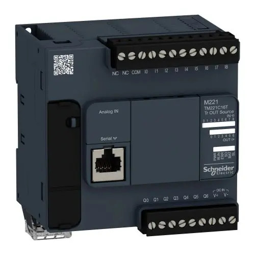 PLC logikai vezérlő kompakt 19.2-28.8V/DC 9DI 7DO 2AI Modicon M221 Schneider TM221C16T