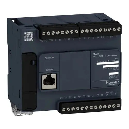 PLC logikai vezérlő kompakt 19.2-28.8V/DC 14DI 10DO 2AI Modicon M221 Schneider TM221C24T