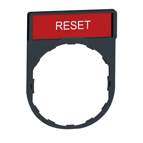 Felirati címke RESET üres-szimbólummal piros négyszögletű 30mm-sz 40mm-ma Harmony XB4 Schneider ZBY2323