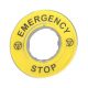 Felirati gyűrű EMERGENCY STOP sárga kerek 60mm-átmérő Harmony XB4/XB5 Schneider ZBY9320