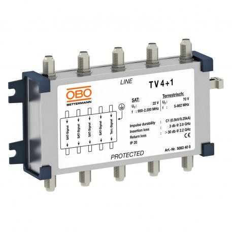 Túlfeszültséglevezető IT/MSR technikához 130V/AC 185V/DC 2.5kA-imp(10/350) TV 4+1 OBO-BETTERMANN